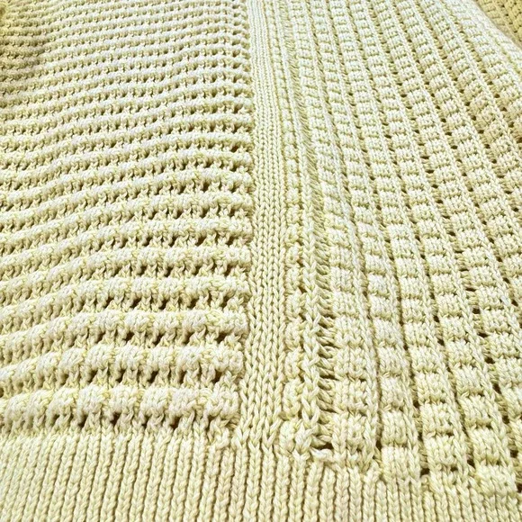 Chunky Knit Butter Yellow Sweater Womans L Minimalist Fisherman Coastal Luxury - Picture 3 of 7